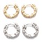 Brass Micro Clear Pave Cubic Zirconia Huggie Hoop Earrings, Ring, Mixed Color, 17.5x4mm, Pin: 1mm