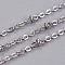 Tarnish Resistant 304 Stainless Steel Cable Chains, Satellite Chains, with Beads, with Spool, Soldered, Stainless Steel Color, 2.5x2x0.4mm, about 65.61 Feet(20m)/roll