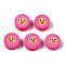 Handmade Polymer Clay Beads, for DIY Jewelry Crafts Supplies, Flat Round with Duck, Camellia, 8.5~9.5x4~5mm, Hole: 1.6mm