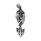 316 Surgical Stainless Steel Micro Pave Cubic Zirconia  Pendants, Key, Ion Plating(IP), Antique Silver, 47x15x6.5mm, Hole: 3.5x5mm