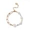 Sunflower Natural Shell Beads Bracelet, Natural Pearl Beads Link Bracelet for Girl Women, Paperclip Chain Bracelet, Light Gold, 7-1/4 inch(18.5cm)