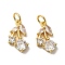 Rack Plating Brass Micro Pave Cubic Zirconia Pendants, with Jump Ring, Long-Lasting Plated, Lead Free & Cadmium Free, Cherry Charm, Real 18K Gold Plated, 15x9x4mm, Hole: 3.5mm