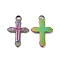 Ion Plating(IP) 304 Stainless Steel Pendants, Cross Charm, Rainbow Color, 20.5x13.5x2mm, Hole: 1.8mm