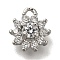 Rack Plating Brass Micro Pave Cubic Zirconia Charms, Cadmium Free & Nickel Free & Lead Free, Long-Lasting Plated, Flower, Platinum, 9x8x3.5mm, Hole: 1.2mm
