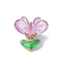 Glass Pendants, Flower, with Brass Findings, Plum, 20.5x22x22mm, Hole: 2.5x2mm