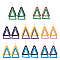 8 Pairs 8 Colors Wood Double Triangle Dangle Earrings with Iron Pins, Mixed Color, 90.5x43.5mm, 1 Pair/color