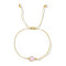 Elegant Golden Edge Glass Link Bracelets for Girlfriend and Family, Pearl Pink, 11 inch(28cm)
