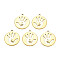 Ion Plating(IP) 201 Stainless Steel Pendants, Flat Round with Palm, Nickel Free, Real 18K Gold Plated, 24.5x21.5x1.5mm, Hole: 2mm