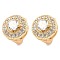 Brass with Cubic Zirconia Hoop Earrings, Flat Round, Light Gold, 13x11.5x1.7mm
