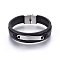 Leather Cord Multi-strand Bracelets, with 201 Stainless Steel Clasp, Rectangle, Stainless Steel Color, 8-1/4 inch(21cm), 16x3~5.5mm