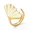Ion Plating(IP) 304 Stainless Steel Shell Shape Open Cuff Ring for Women, Real 18K Gold Plated, US Size 6(16.5mm)