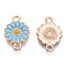 Zinc Alloy Enamel Sunflower Connector Charms, Flower Links, Light Gold, Light Sky Blue, 18x12x2mm, Hole: 1.8mm