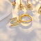 Brass Micro Pave Clear Cubic Zirconia Hoop Earrings, Golden, Letter M, 24x7mm