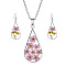 Teardrop Alloy Plastic Pendant Necklaces & Dangle Earrings Sets, with Dried Flower inside, Pearl Pink, 450mm