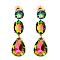 Sparkling Waterdrop Shaped Colorful Rhinestone Earrings for Women - Fashionable and Unique, Gainsboro, size 1