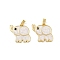 Brass Micro Pave Cubic Zirconia Pendants, Cadmium Free & Lead Free, with Enamel, Elephant Charms, Real 18K Gold Plated, 18x19.5x2mm, Hole: 4.5x2.5mm