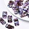 Handmade Porcelain Links Connectors, Ornamental with Gold, Rectangle, Medium Purple, 30x16.5x5mm, Hole: 5.5x2mm