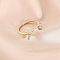 Fashionable Brass Cubic Zirconia Cuff Rings, Letter, Open Rings, Golden, Letter X, Inner Diameter: 16~19mm