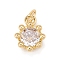Brass Inlaid Clear Cubic Zirconia Charms, Real 18K Gold Plated, Lead Free & Cadmium Free, Crown, Clear, 11.5x9.5x6mm, Hole: 3mm