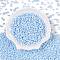 Opaque Colours Luster Glass Seed Beads, Dyed, 2-Hole, Oval, Light Sky Blue, 5~6x2.5~3.5x3mm, Hole: 0.7~0.9mm, about 7500pcs/pound