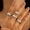 4Pcs Alloy Finger Rings Sets, Platinum, Inner Diameter: 17mm