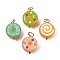 304 Stainless Steel with Handmade Lampwork Pendants, Donut, Donut, 20x15x10mm, Hole: 4.5mm