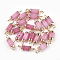 Electroplate Natural White Jade Links connectors, with Iron Findings, Dyed, Column, Golden, 20~21x5~6x5~6mm, Hole: 1.8mm