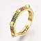 Adjustable Brass Micro Pave Cubic Zirconia Finger Rings, Cadmium Free & Lead Free, Golden, US Size 7 1/4(17.5mm)
