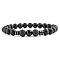 Round Natural Obsidian Beaded Stretch Bracelets for Women Men, with Frosted Black Onxy Beads