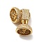 Brass Micro Pave Clear Cubic Zirconia Fold Over Clasps, Cadmium Free & Lead Free, Golden, 32x12.5mm, Hole: 1mm