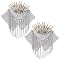 2Pcs Iron Fashion Tassel Epaulette, Detachable Punk Style Rivet Shoulder Badge, with Alloy & Felt Finding, Platinum & Silver, 173x185x12mm