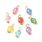 Transparent Acrylic Pendants, with Iron Finding, Round Pattern, 14x7.5mm, Hole: 2.6mm
