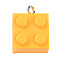 Resin Pendants, with Platinum Iron Loop, Toy Bricks, Gold, 21x15.5x11mm, Hole: 2.6mm