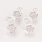 Brass Cubic Zirconia Pendants, Cadmium Free & Nickel Free & Lead Free, Real Platinum Plated, Hexagon, 17x8x2mm, Hole: 1mm