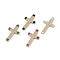 Rack Plating Brass Micro Pave Cubic Zirconia Pendants, Long-Lasting Plated, Lead Free & Cadmium Free, Real 18K Gold Plated, Cross, Mixed Color, 37x20.5x3mm, Hole: 1mm