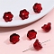 10Pcs Gradient Color Transparent Glass Bead Caps, Six-Petal Flowers, Orchid, Dark Red, 12x7mm