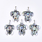Shell Pendants, with Brass Findings, Sea Turtle, Platinum, Colorful, 48~52x39~42x9mm, Hole: 6x4mm