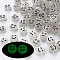 Luminous Acrylic Beads, Horizontal Hole, Flat Round with Black Expression, White, 7x3.5mm, Hole: 1.5mm, about 3700pcs/500g