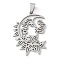 201 Stainless Steel Pendants, Moon with Girl Charm, Laser Cut, Anti-Tarnish, Stainless Steel Color, 39.5x28.5x1.5mm, Hole: 7.5x4.5mm