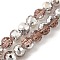 Electroplate Glass Beads, Half Plated, Faceted, Round, Pink, 7.5~8mm, Hole: 1.2~1.3mm, about 67~68pcs/strand, 18.90~19.76 inch(48~50.2cm)