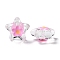 Transparent Glass Beads, Hand Drawn Beads, with Enamel, Flower, Pearl Pink, 21x22x11mm, Hole: 1.2mm