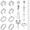 SUNNYCLUE 8 Sets 36PCS Stainless Steel Rings with Charms Dangle Rings Silver Tree of Life Trinity Knot Dangling Statement Open Charm Adjustable Ring for Women Men Adult Wedding DIY Craft Jewelry