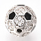 Brass Micro Pave Cubic Zirconia Beads, Cadmium Free & Lead Free, with Enamel, FootBall/Soccer Ball, Platinum, 9.5~10mm, Hole: 1.5mm
