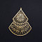 201 Stainless Steel Pendants, Hollow, Fan, Golden, 49x39.5x1mm, Hole: 1.5mm