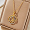 Geometric Brass Pave Clear Cubic Zirconia Hollow Pendant Necklaces for Valentine's Day, Golden, Teardrop, 15.75 inch(40cm)
