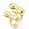 Initials Brass Open Cuff Ring for Women, Cadmium Free & Nickel Free & Lead Free, Letter W, 16.5x16mm, Adjustable