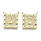 Brass Micro Pave Clear Cubic Zirconia Pendant Link, Nickel Free, Square with Virgin, Real 16K Gold Plated, 16.5x15.5x2mm, Hole: 1mm