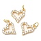 Rack Plating Brass Micro Pave Cubic Zirconia Pendants, with Jump Ring, Long-Lasting Plated, Lead Free & Cadmium Free, Heart, Real 18K Gold Plated, 12.5x11.5x2.5mm, Hole: 3mm