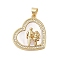 Brass Micro Pave Clear Cubic Zirconia Pendants, Cadmium Free & Lead Free, with Shell Charms, Mother's Day Collection, Real 18K Gold Plated, Heart, 24x21.5x3.5mm, Hole: 3.5x4mm