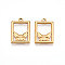 304 Stainless Steel Pendants, Ion Plating(IP), Rectangle with Butterfly Charms, Real 18K Gold Plated, 23x16.5x2.5mm, Hole: 1.6mm